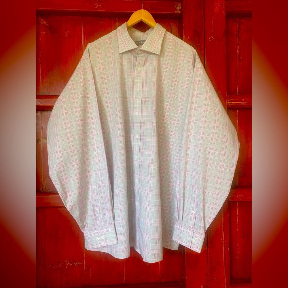 Michael Kors collared long sleeve buttons down size 19, 38/39T grey/white/pink